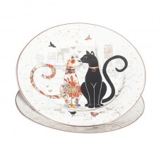Cat Couple Double Large Serving Plate Set