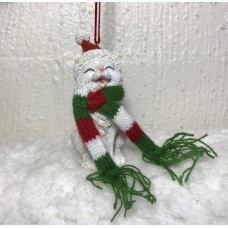Hanging Christmas Decoration - White Kitty