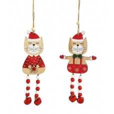 Christmas Cat With Dangly Legs Hanging Decoration