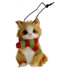 Ginger and White Cat with Scarf Hanging Decoration