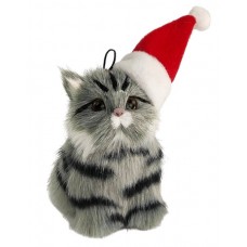 Grey Tabby Cat with Hat Hanging Decoration