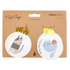 Quirky Christmas Cats Bauble Gift Tags