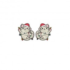 Yule Cats White Christmas Earrings