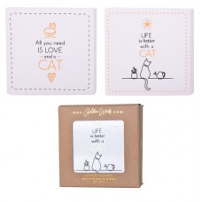 Golden Words Cat Coasters - Set of 4