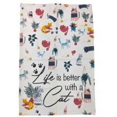 Life is Better with a Cat Tea Towel