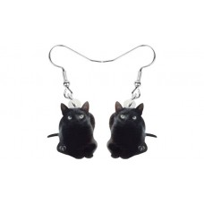 Black Cat-loaf Acrylic Earrings