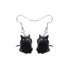 Black Cat-loaf Acrylic Earrings