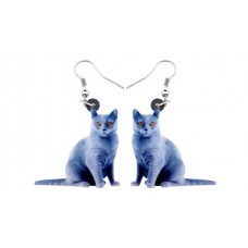 Blue Cat Acrylic Earrings 