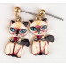 Oriental Cat Hanging Earrings - Siamese Cat