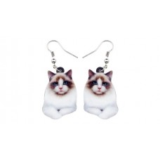 Lying Ragdoll Cat Acrylic Earrings