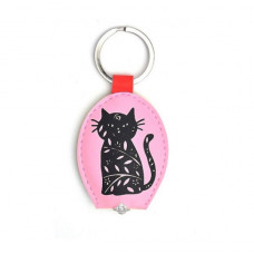 Woodcut Cat Key-Light Keyring