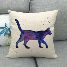 Purple Watercolour Cat Cushion #2