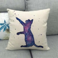 Purple Watercolour Cat Cushion #3
