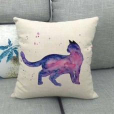 Purple Watercolour Cat Cushion #4