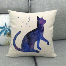 Purple Watercolour Cat Cushion #5