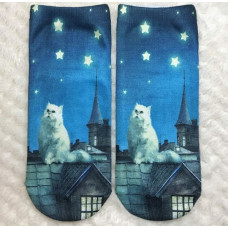 Starry Night Cat Socks