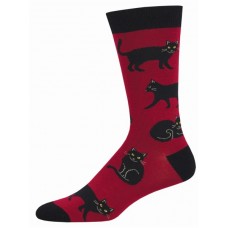 Black Cat Bamboo Mens Socks - Red